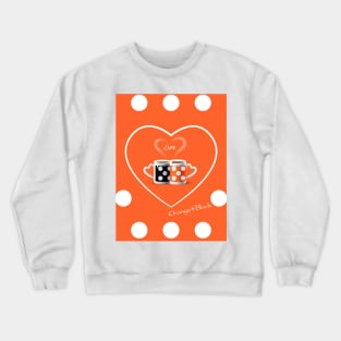 Coffee cups Orange & Black Polka Dots pattern Crewneck Sweatshirt